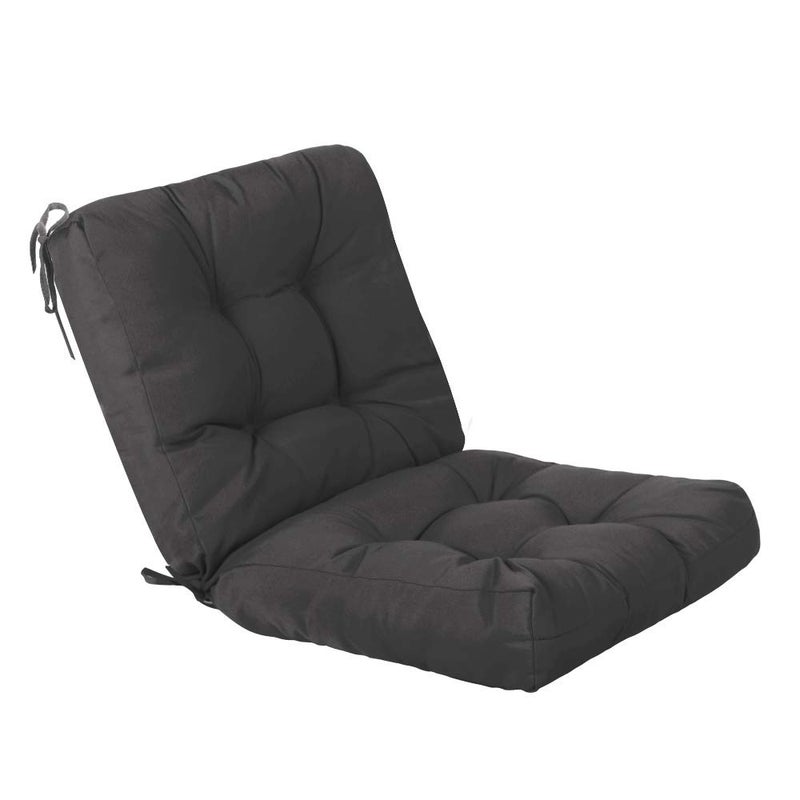 QILLOWAY Outdoor Seat/Back Chair Cushion Tufted Pillow, Spring/Summer Seasonal All Weather Replacement Cushions. (Dark Grey) - Image 1